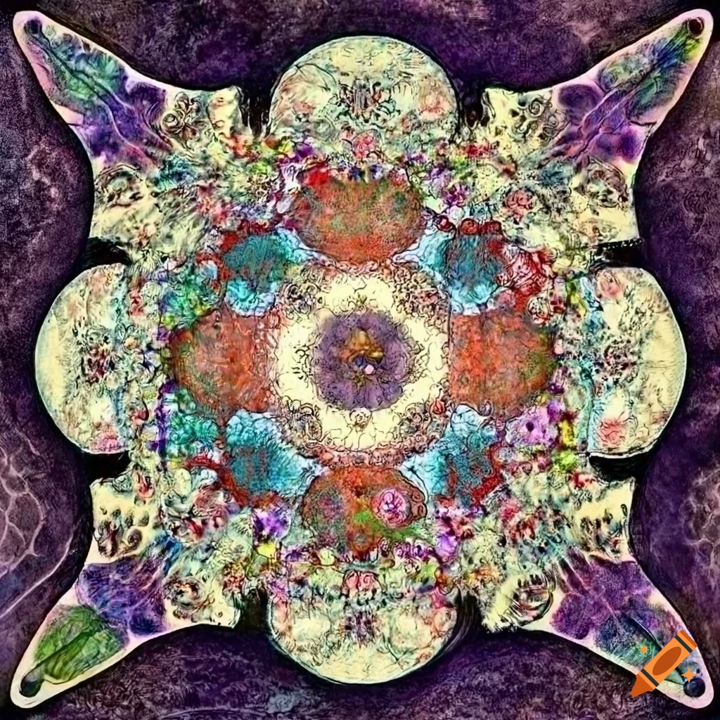 three-dimensional representation of the present moment in Ernst Haeckel style