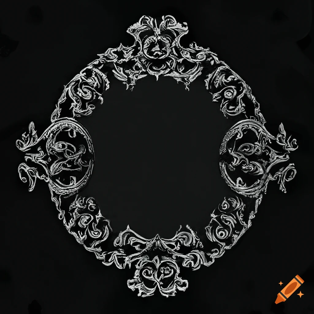 gothic black and white card with intricate ornament