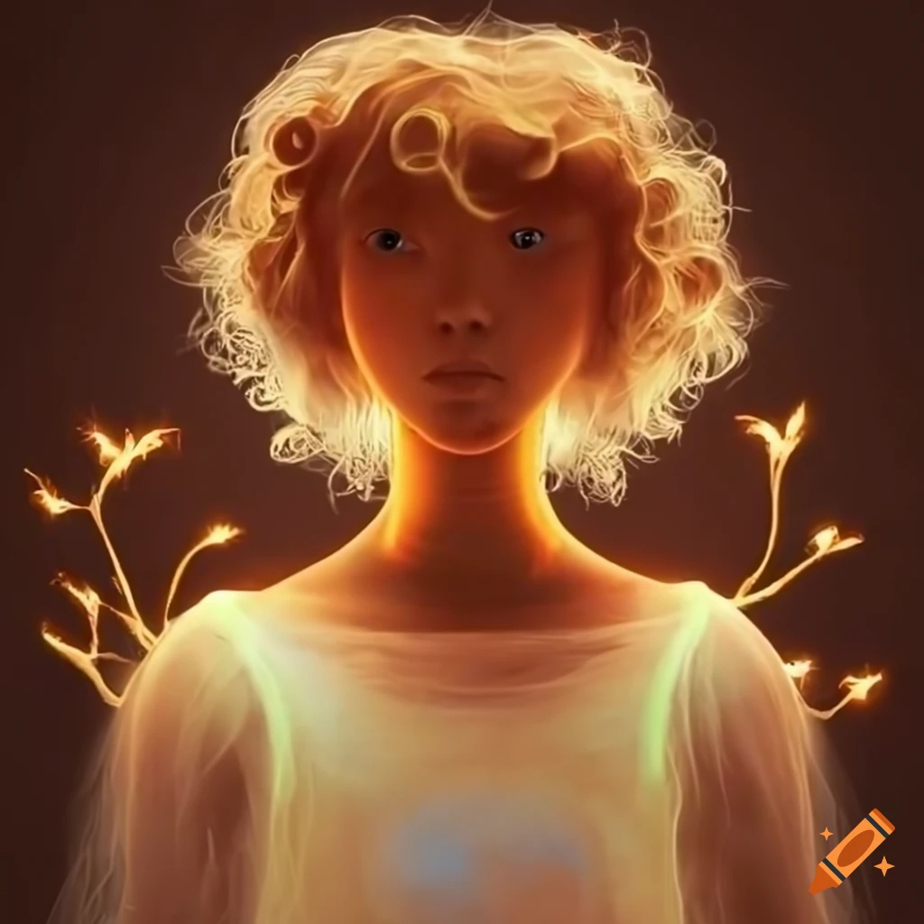 children glowing with light