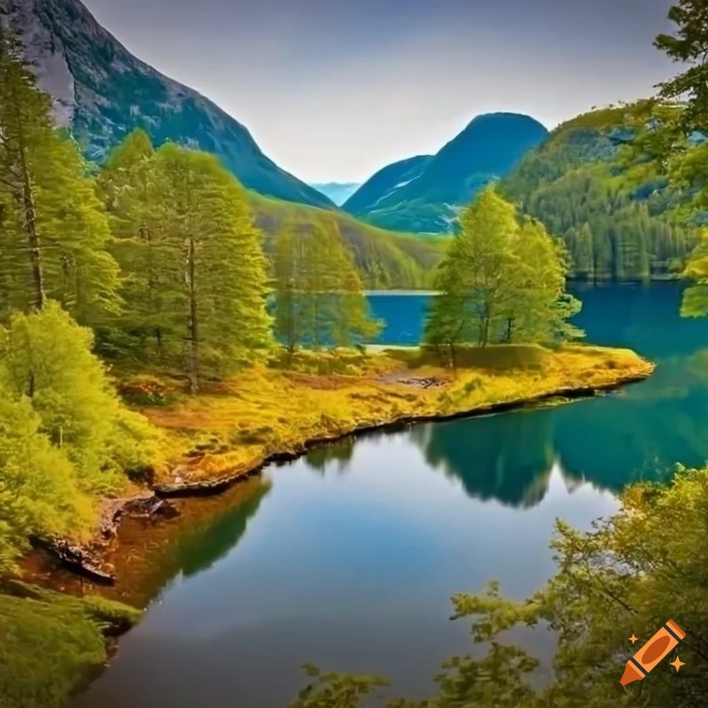 summer landscape view of a lake in Norway