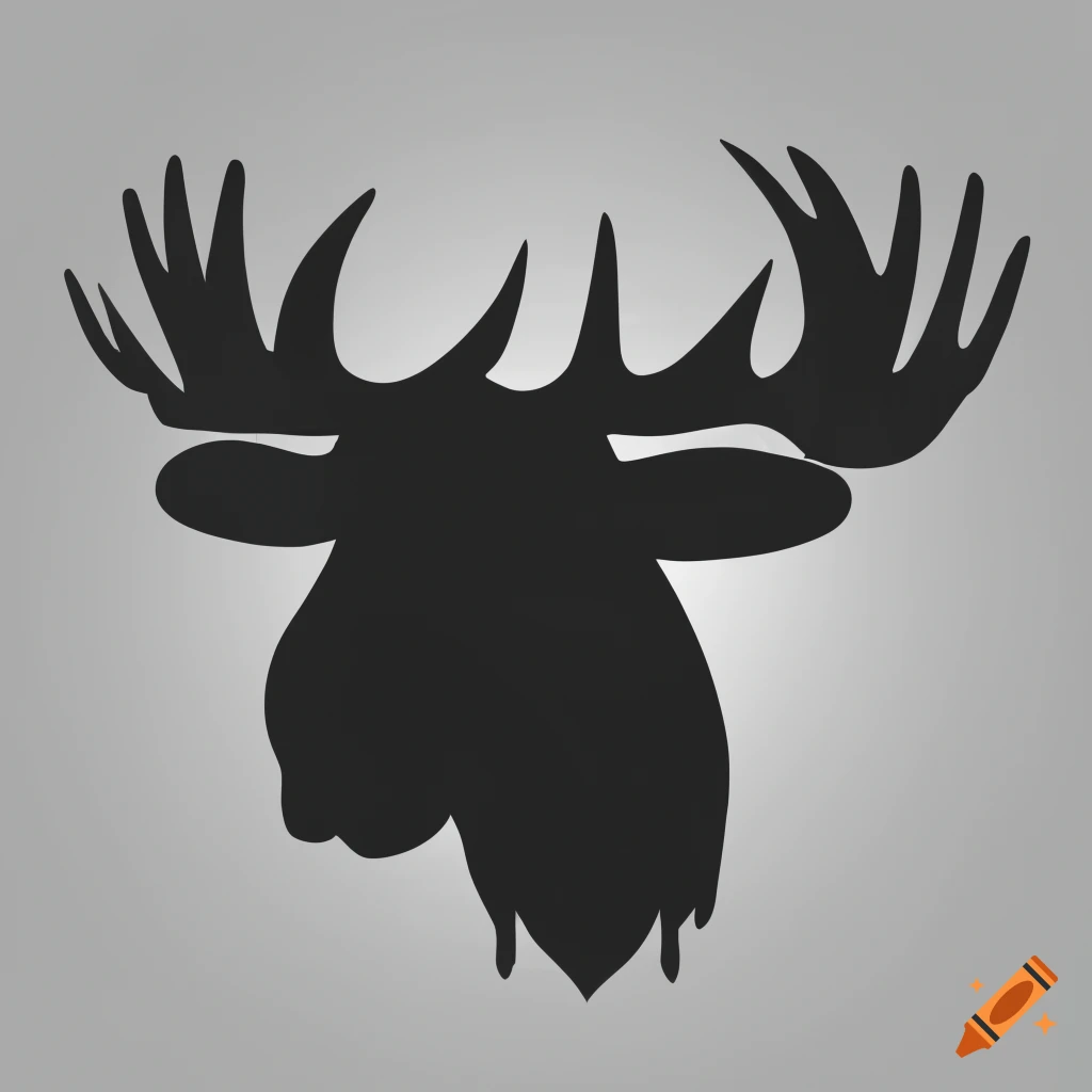 realistic black shadow moose face pictogram