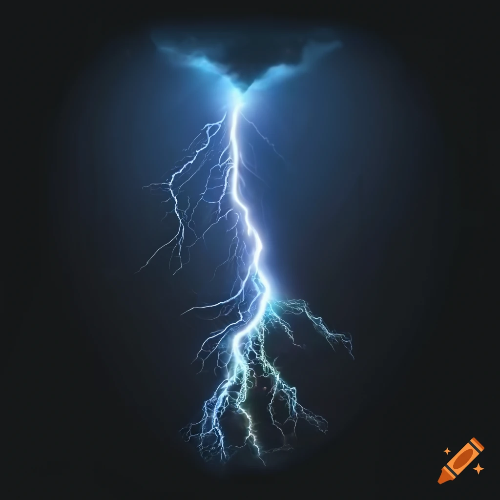 realistic lightning on black background