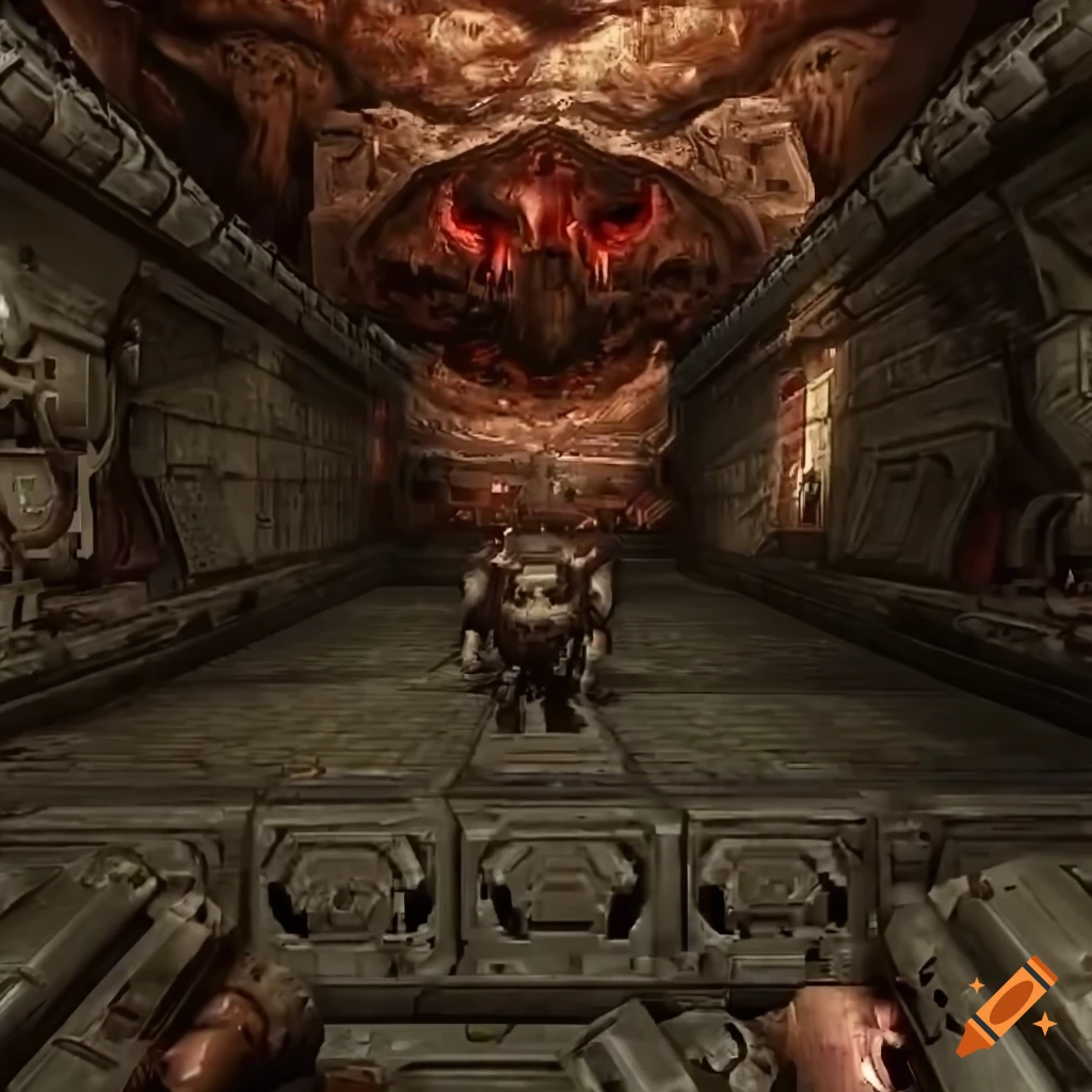 Doom video game screenshot with realistic textures on Craiyon