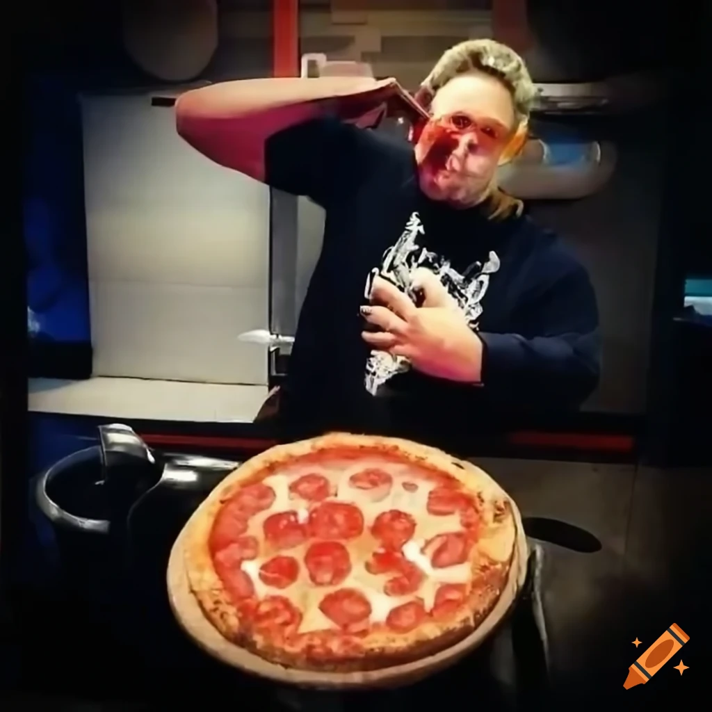 Chef with down syndrome cooking at pepperoni hug spot on Craiyon