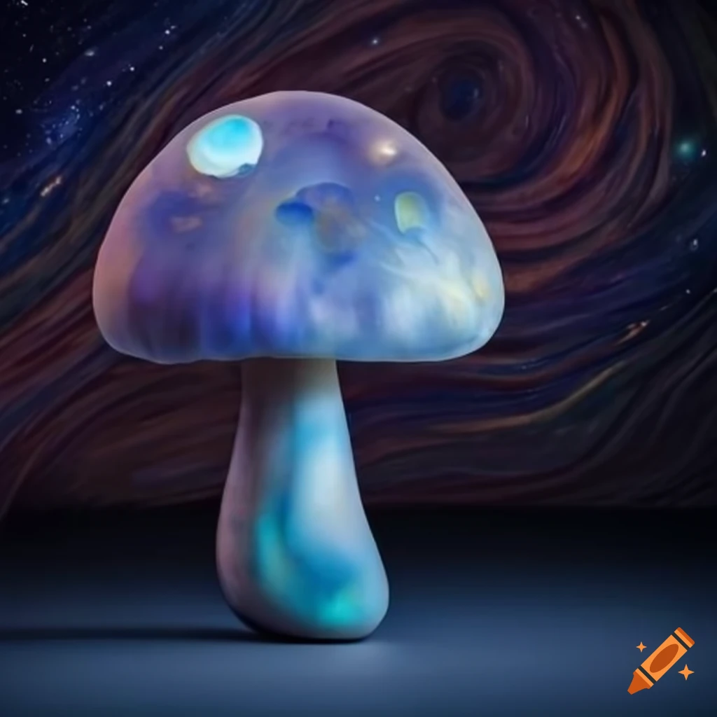 moonstone mushroom in a starry night