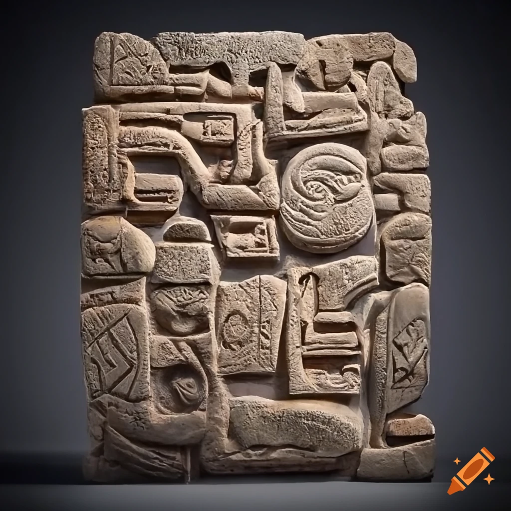 high relief stone letters from an archaeological excavation