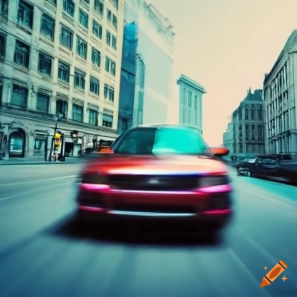 low angle view of a car speeding on a street