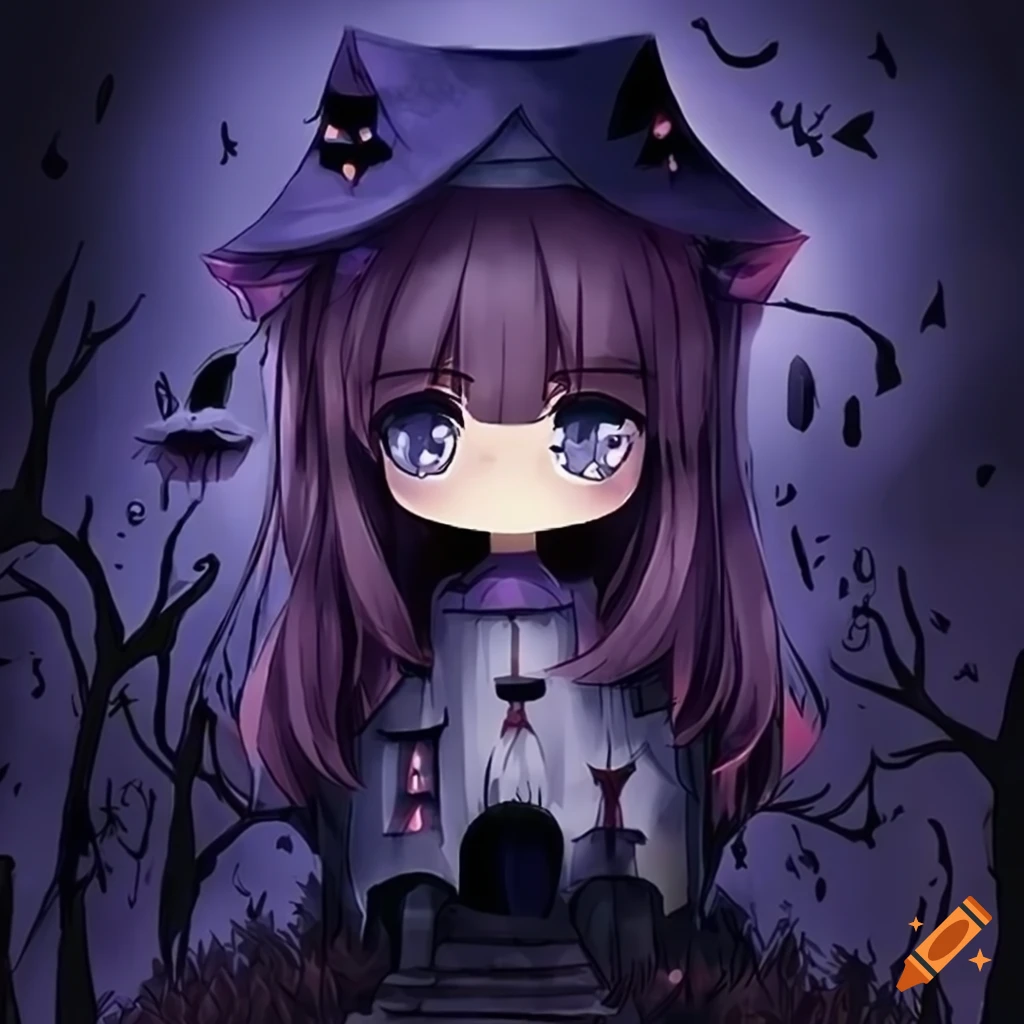 cute chibi anime haunted house