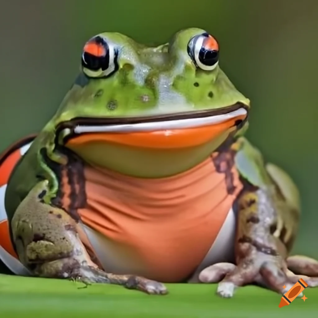 Cleveland Browns helmet on a bullfrog