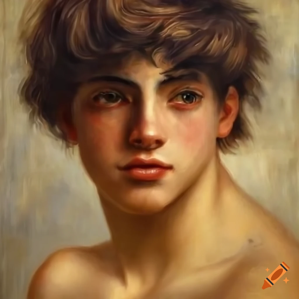 detailed neoclassical Greek painting of a confident male god