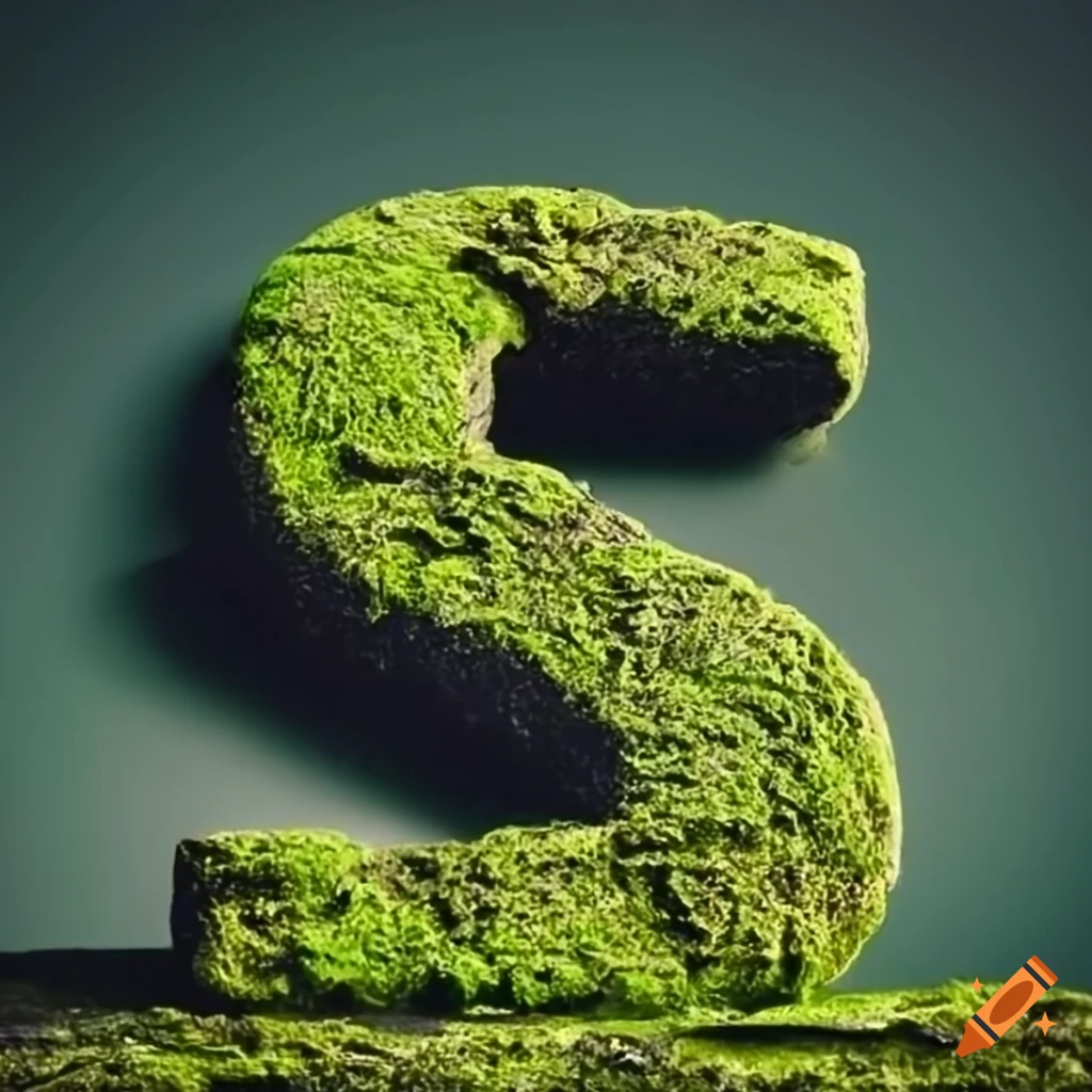 moss-covered ancient stone letter N