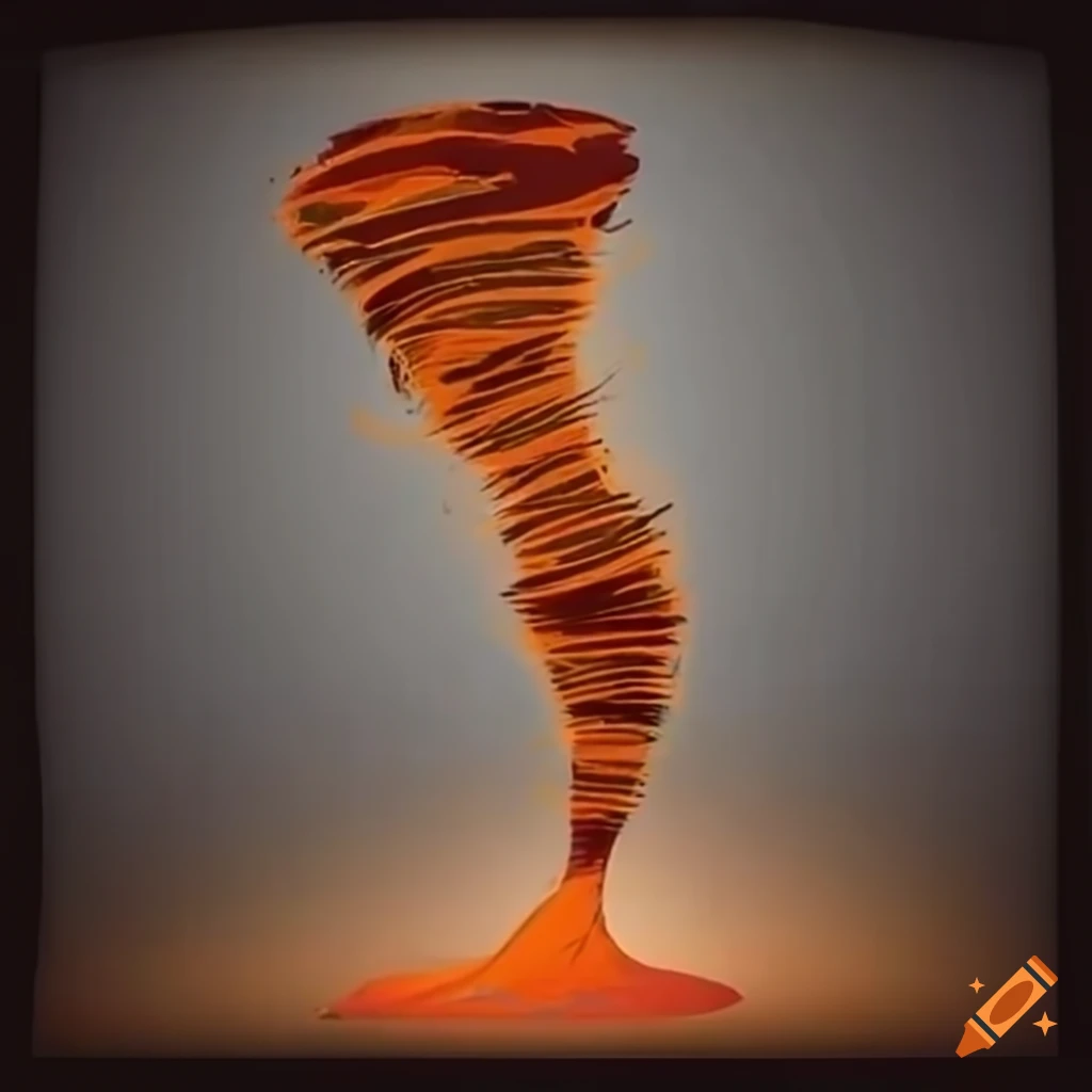 prehistoric artwork of a tornado in motion