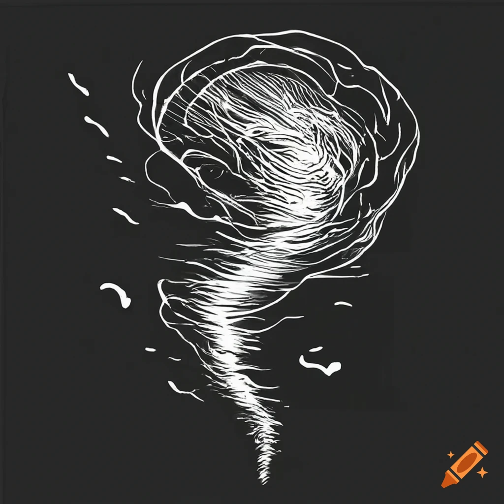 prehistoric cave painting of a tornado