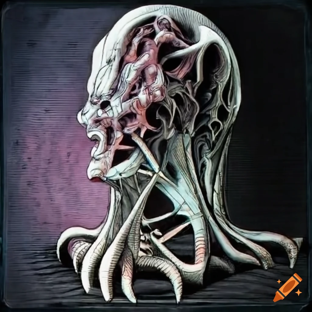 biomechanical Japanese retrofuturistic artwork