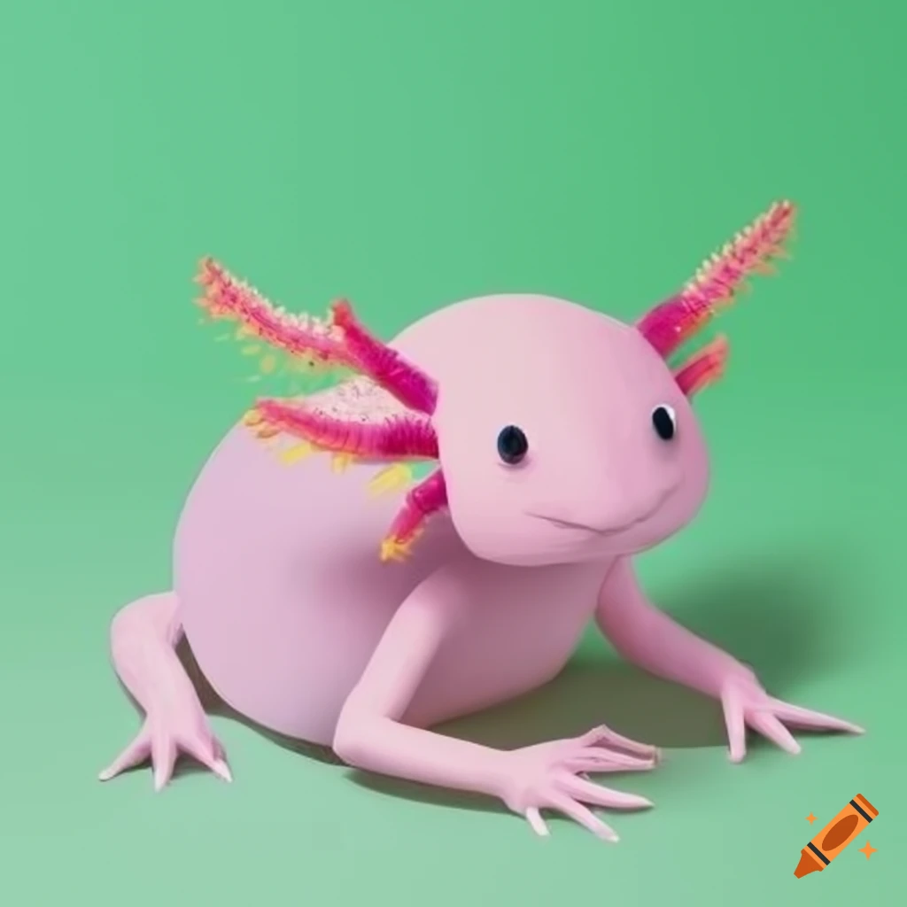isometric art of an axolotl