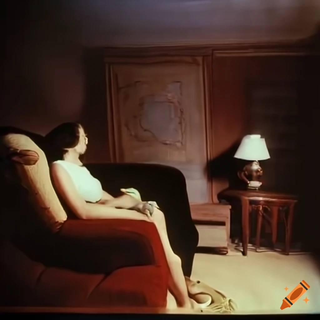 vintage movie scene with a man and a woman on a sofa