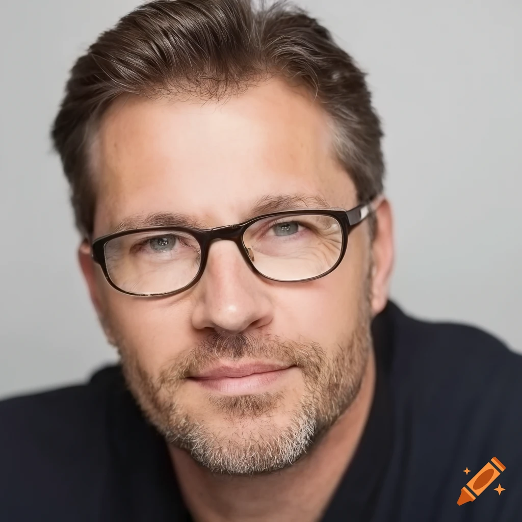 portrait of a serious middle-aged man with glasses