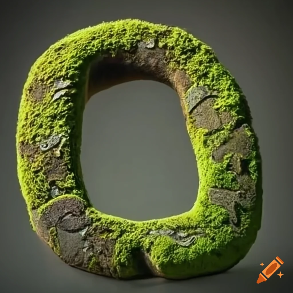 moss-covered ancient stone letters