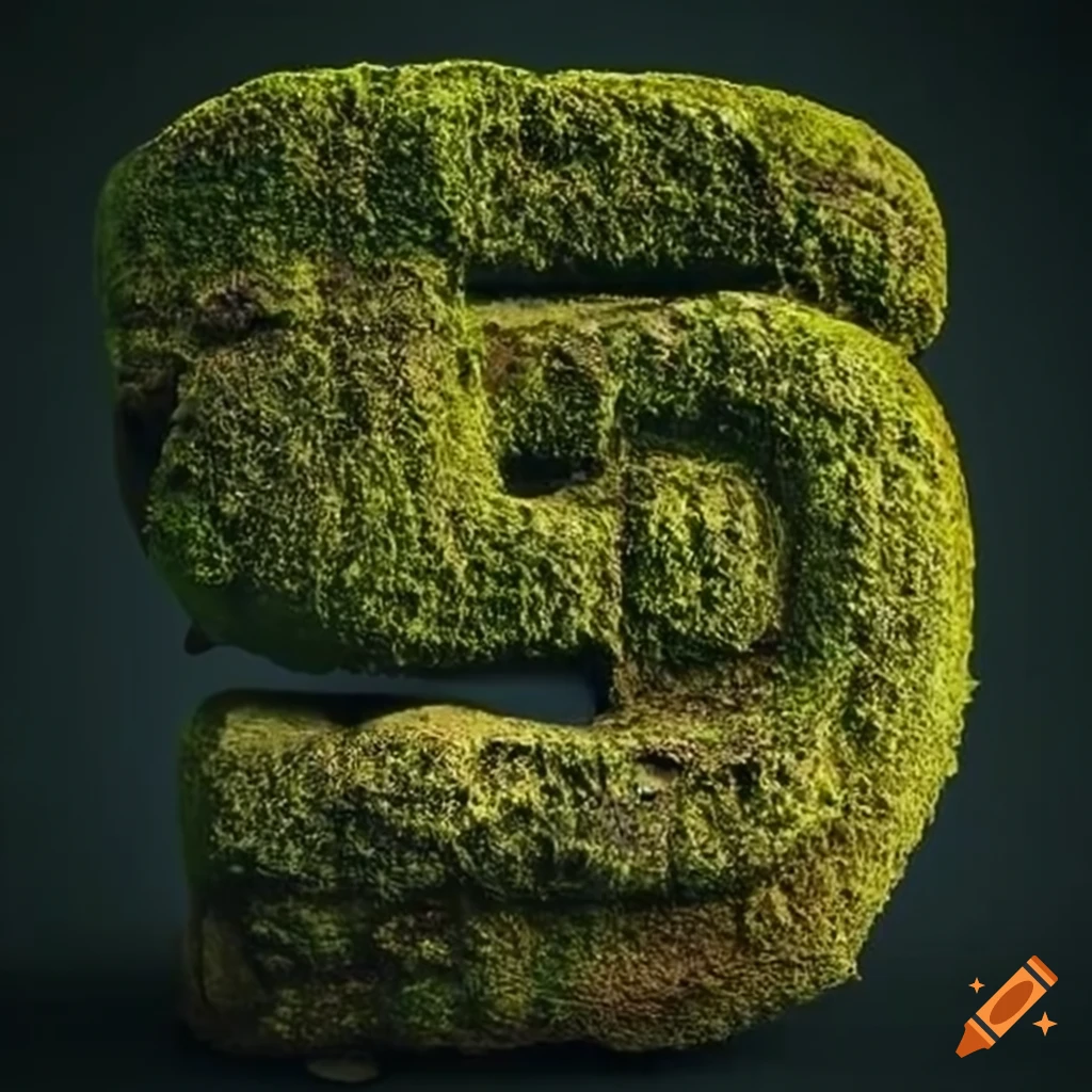 moss-covered ancient stone letters