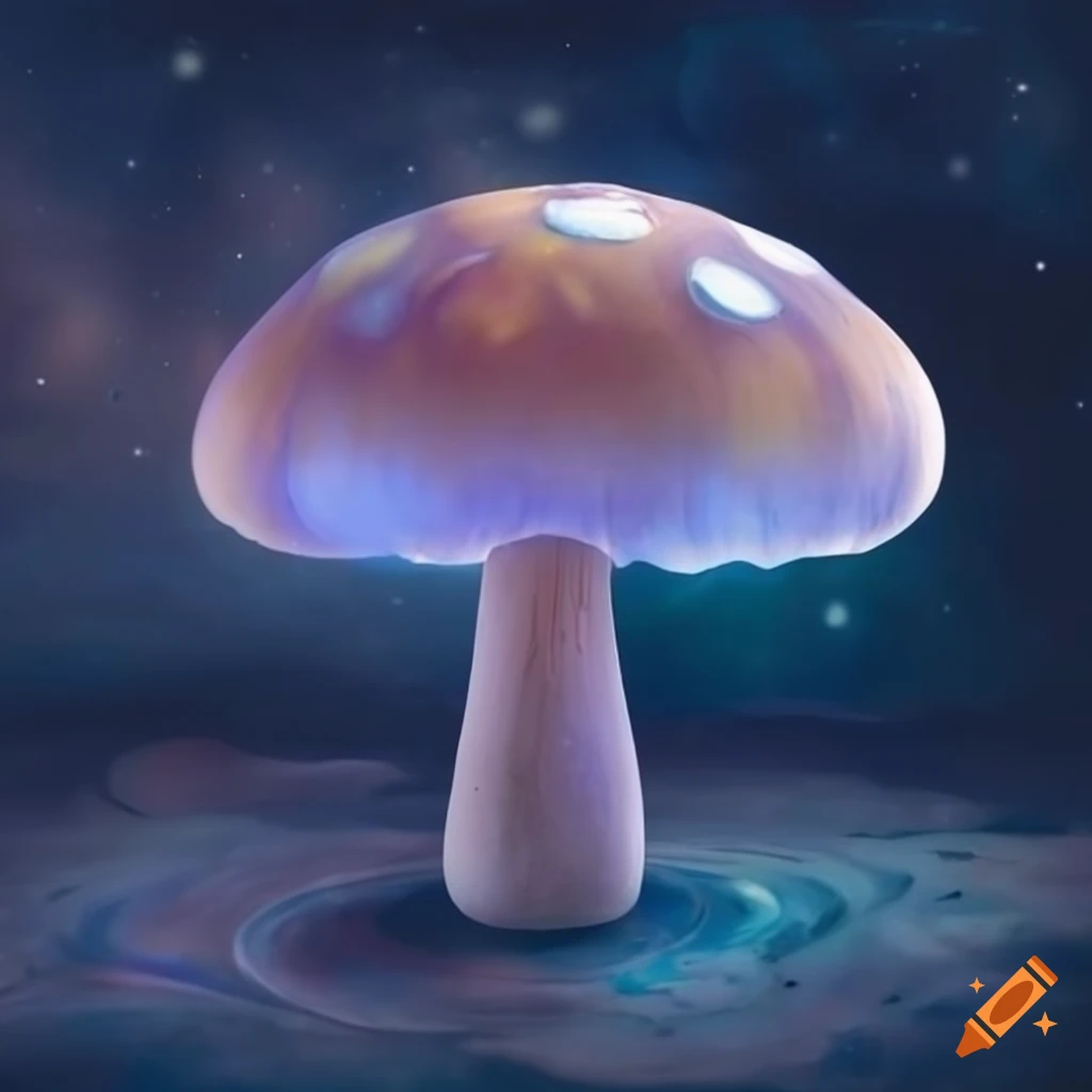 moonstone mushroom in a starry night