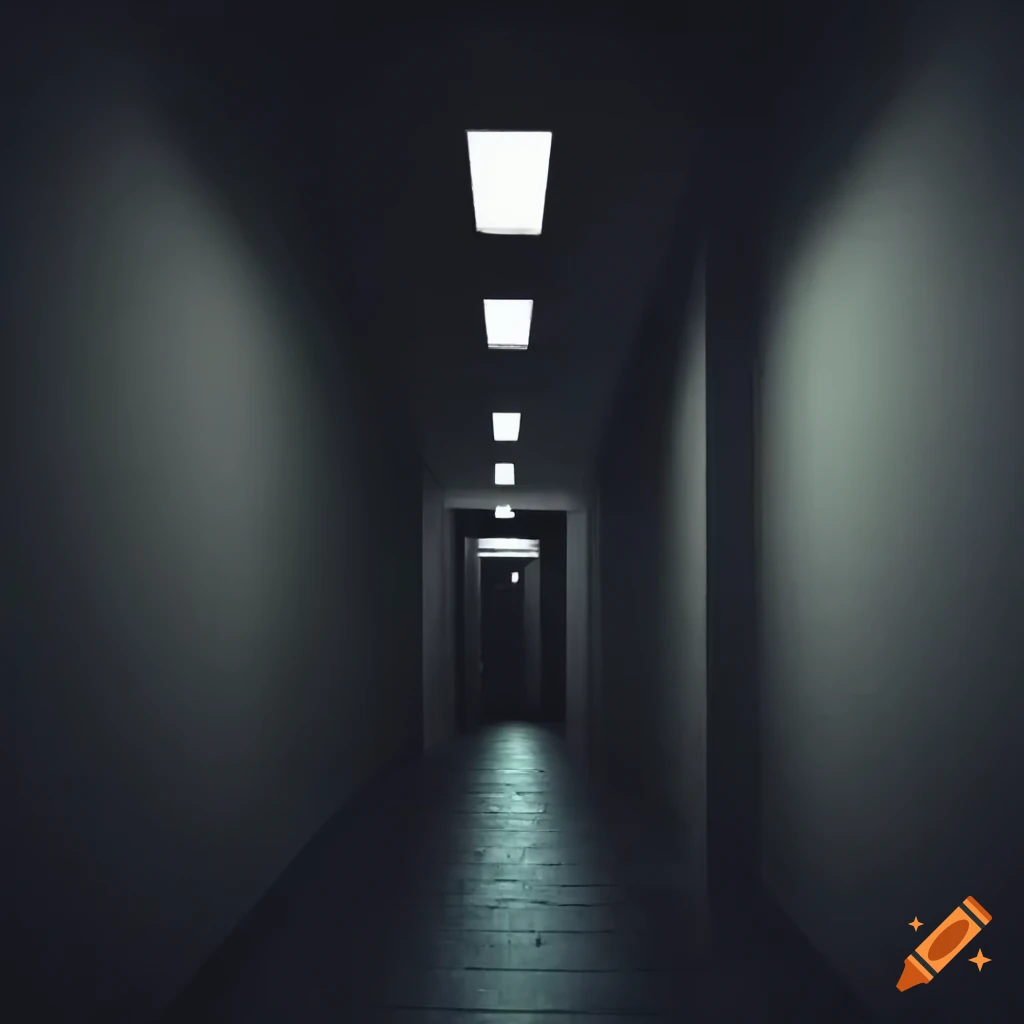 dark and moody hallway with checkerboard floor