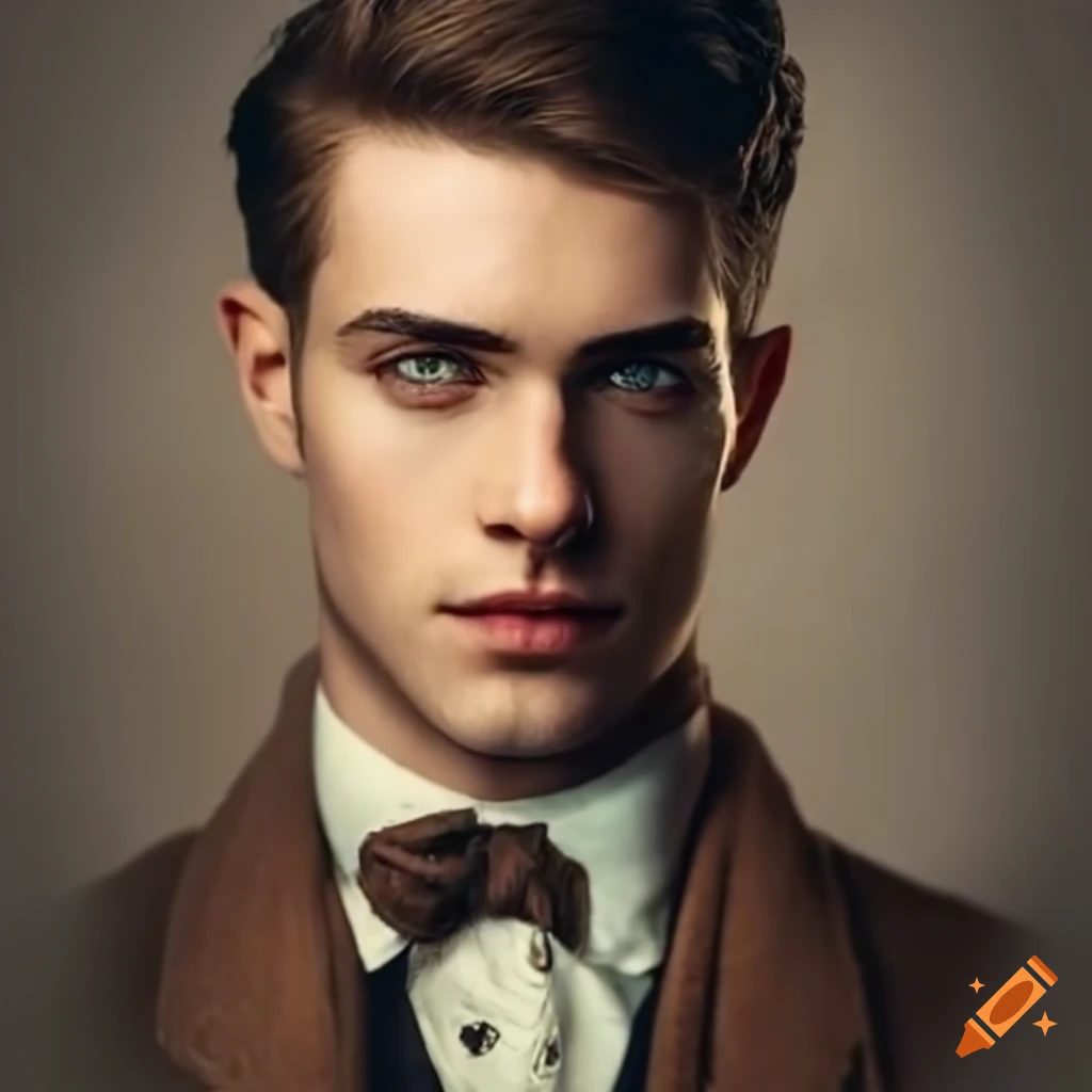Portrait of a confident young man with dark hair and green eyes on Craiyon