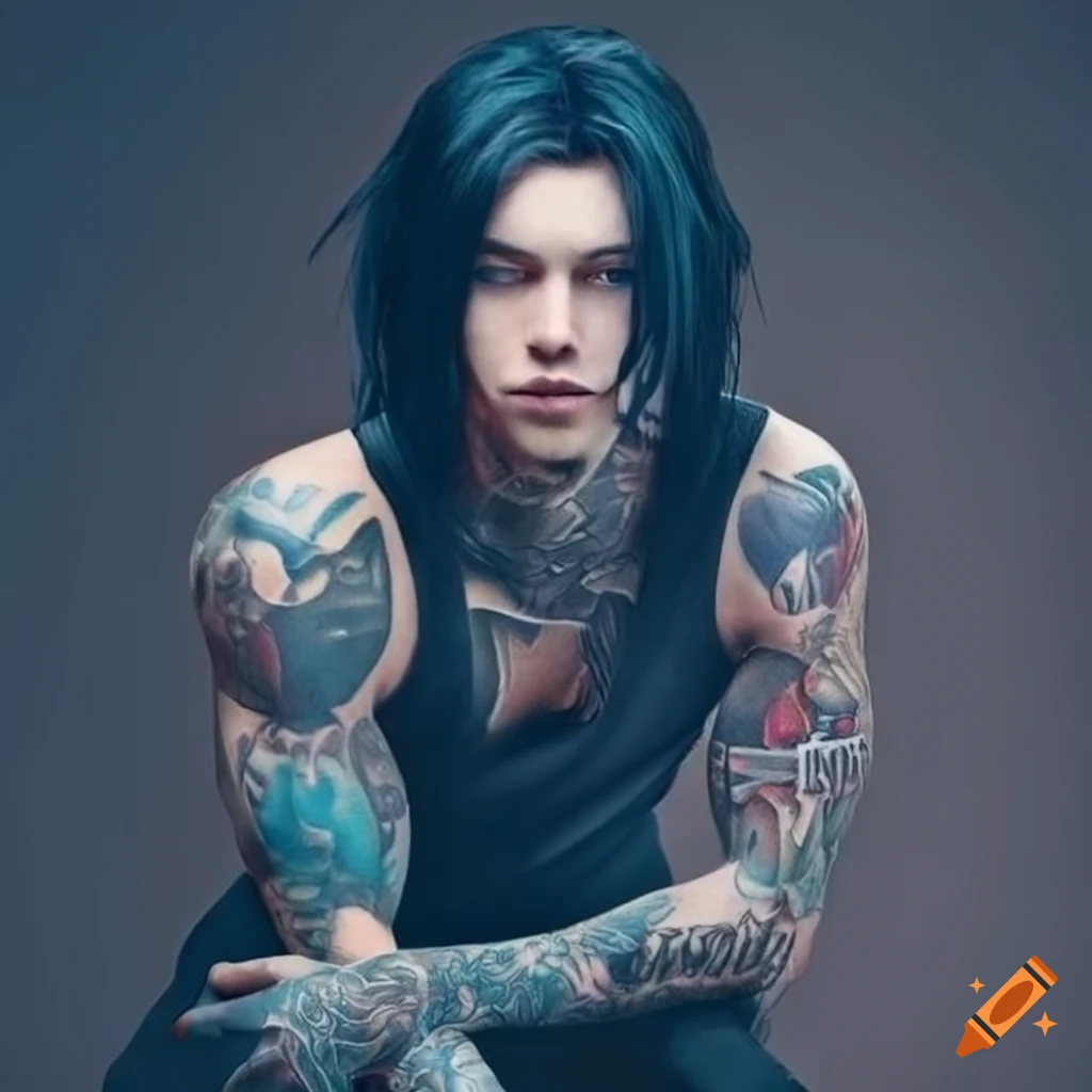 portrait of a stylish young man with tattoos