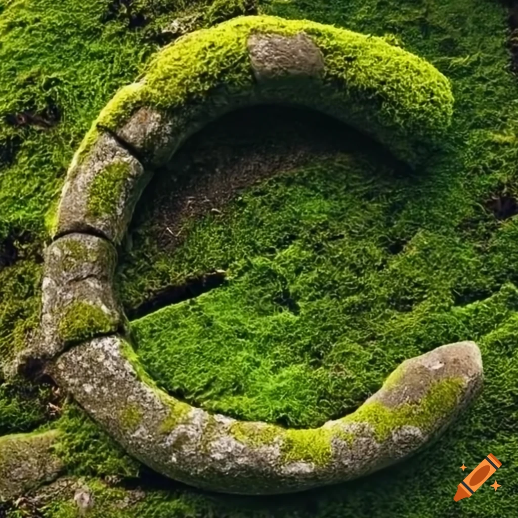 moss-covered steampunk stone letters