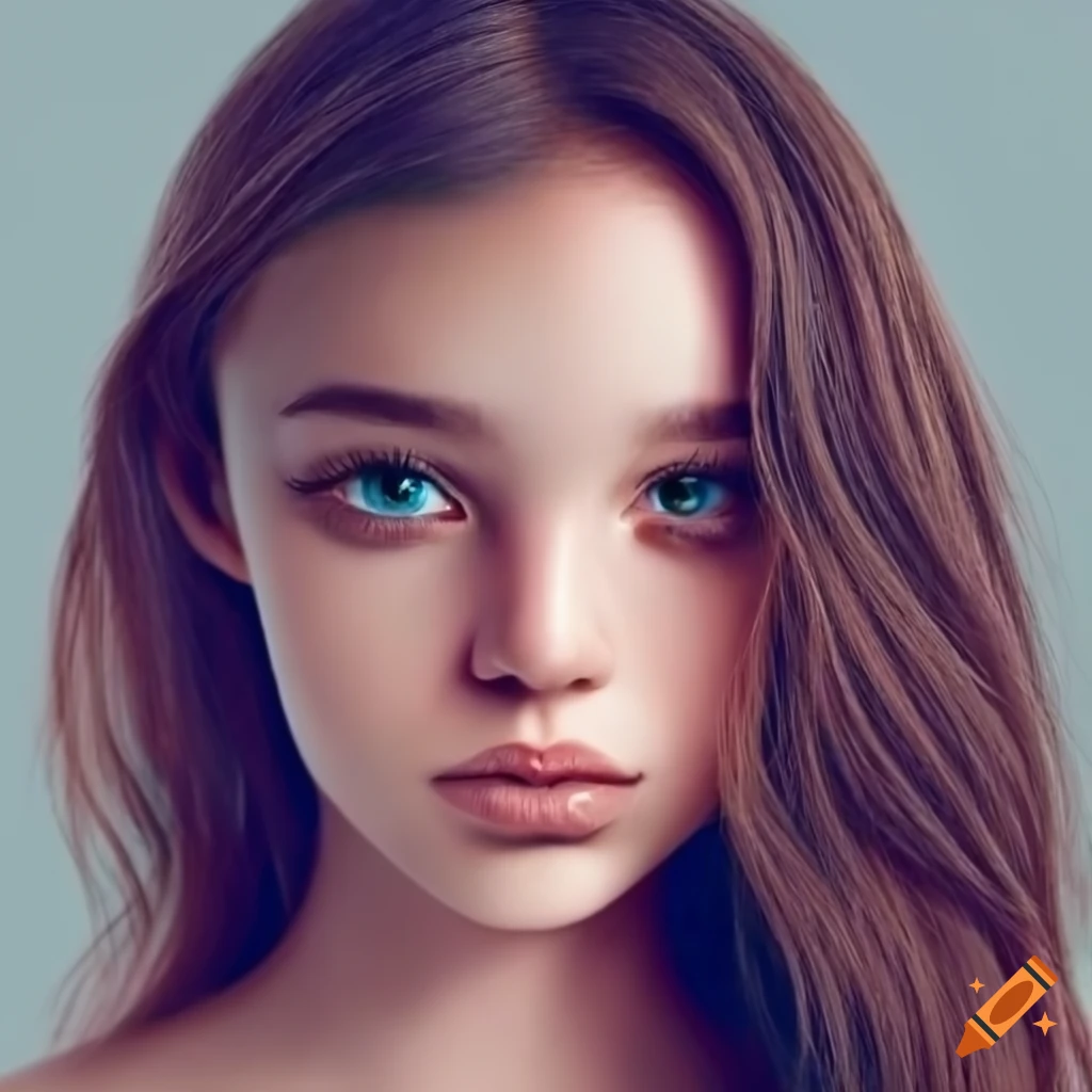 portrait of a 17-year-old girl with dark brown hair and brown eyes