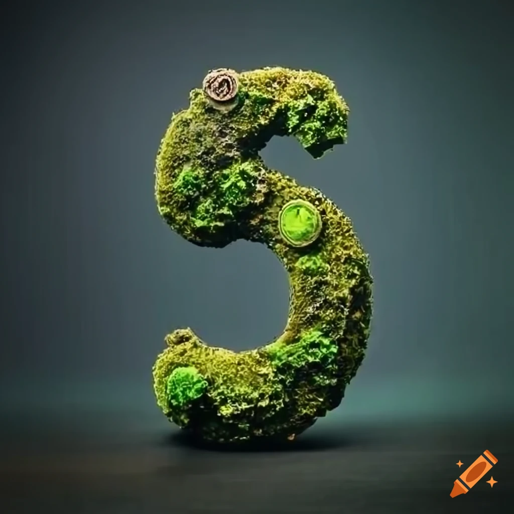 steampunk stone letters covered in moss