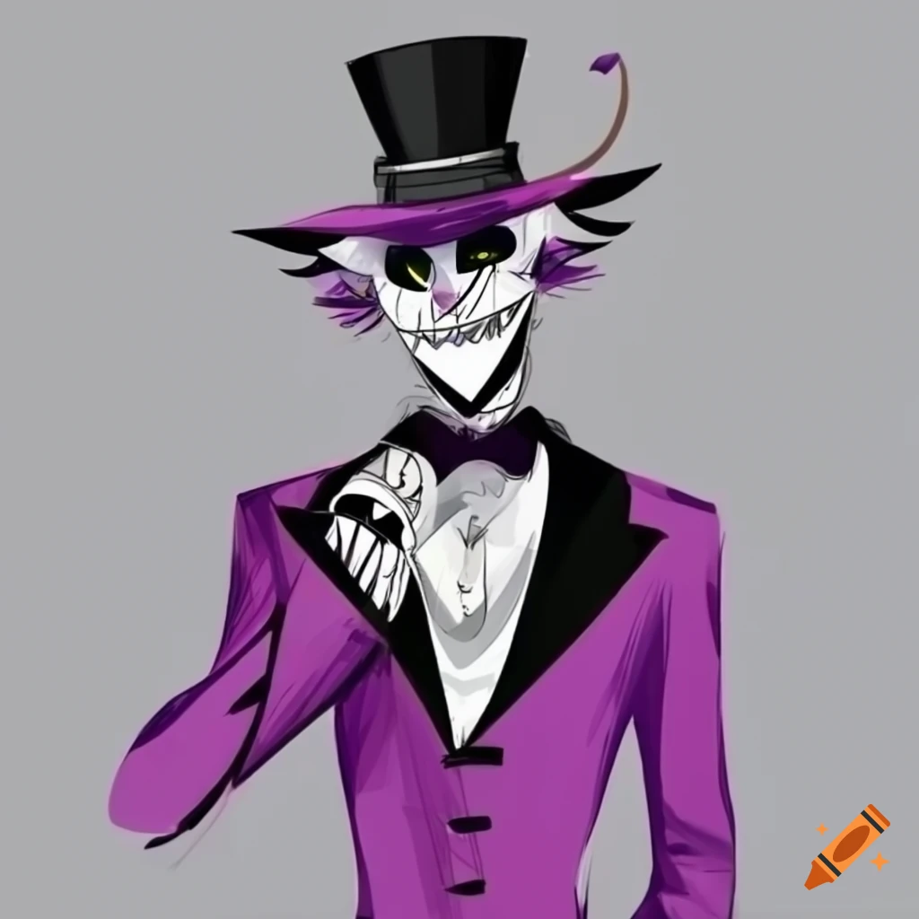 original character from Hazbin Hotel with purple suit and hat