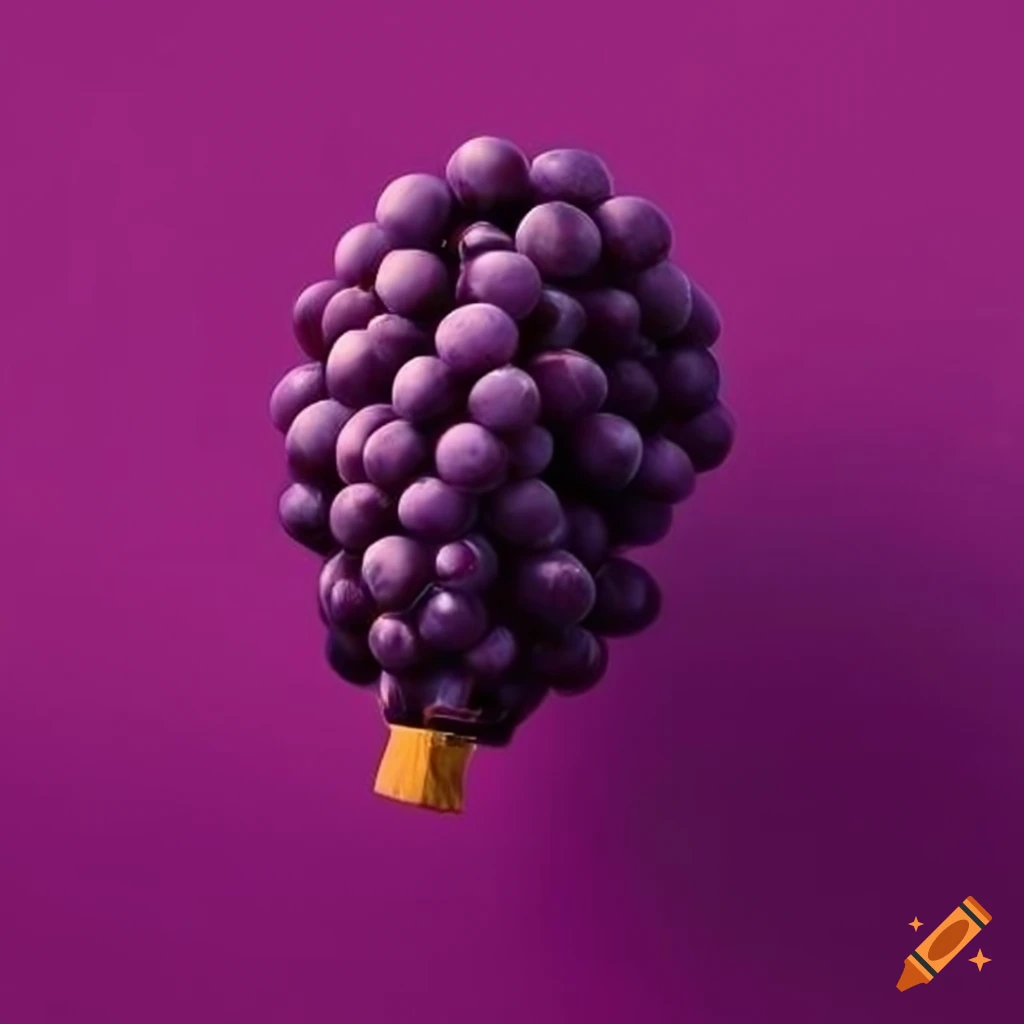 purple grape hot air balloon flying in the sky