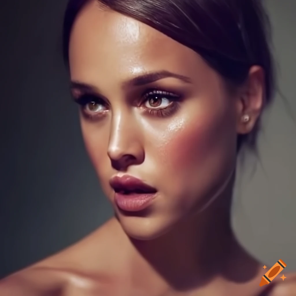 Close-up portrait of a beautiful young woman on Craiyon