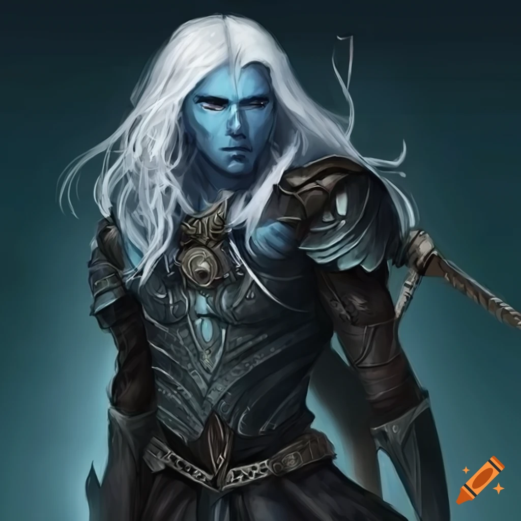 Artwork of a male elf ranger with dual swords on Craiyon