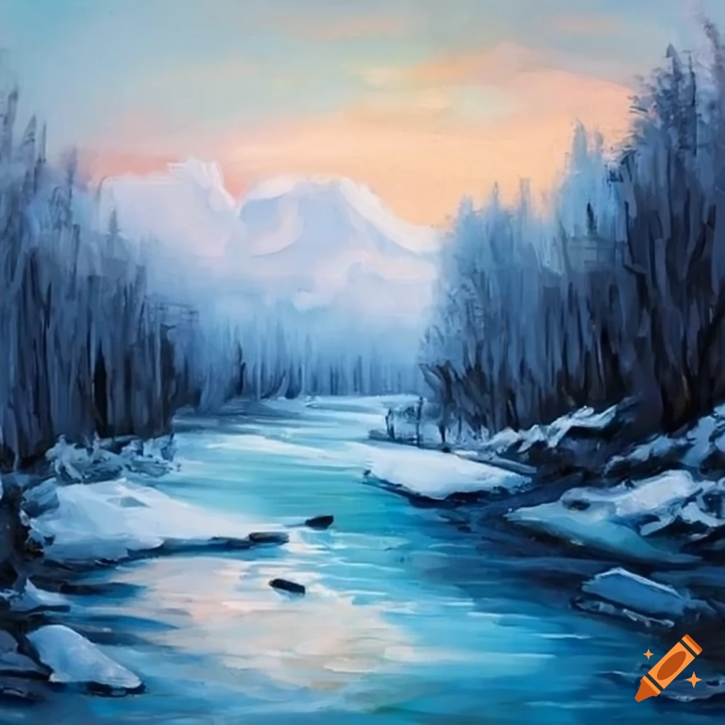 painting of a frozen river