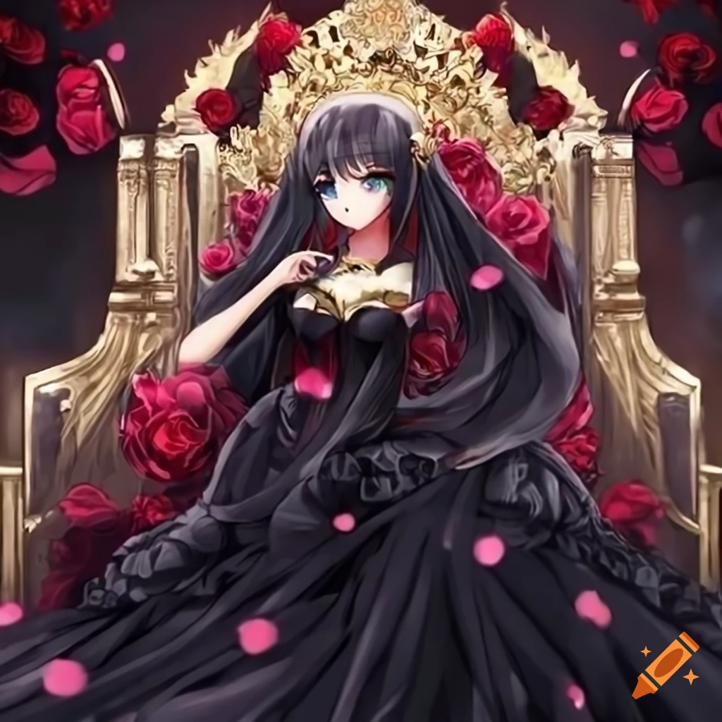 anime queen sitting on a throne