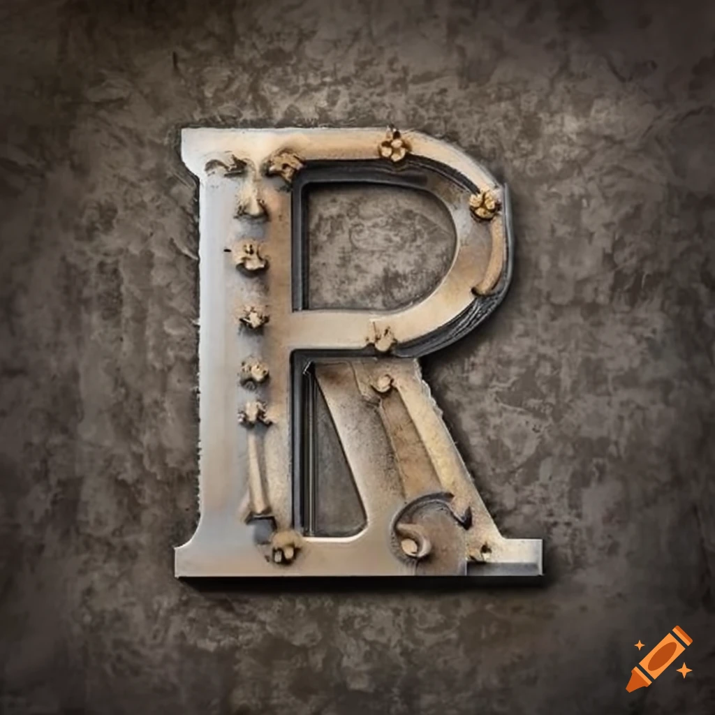 silver steampunk letter "A" on textured wall