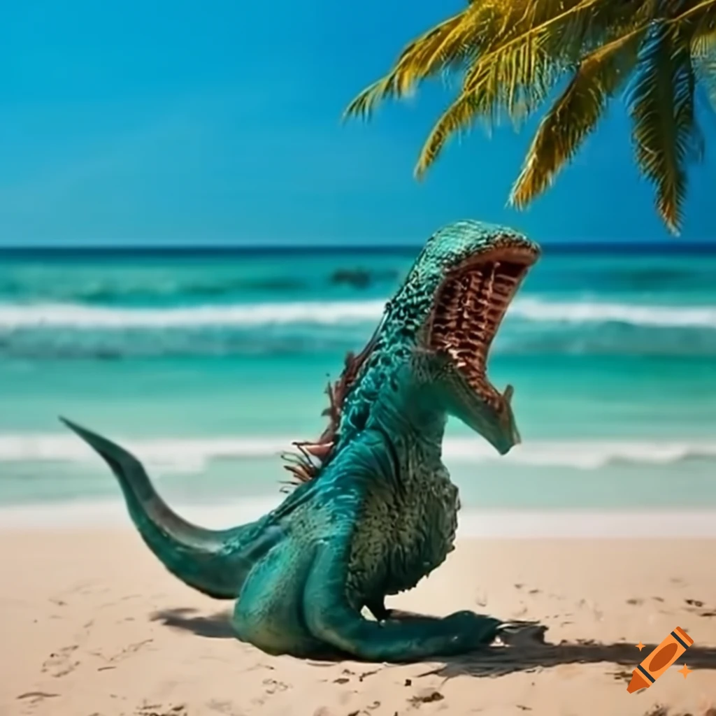 fantasy artwork of a sea monster at the beach