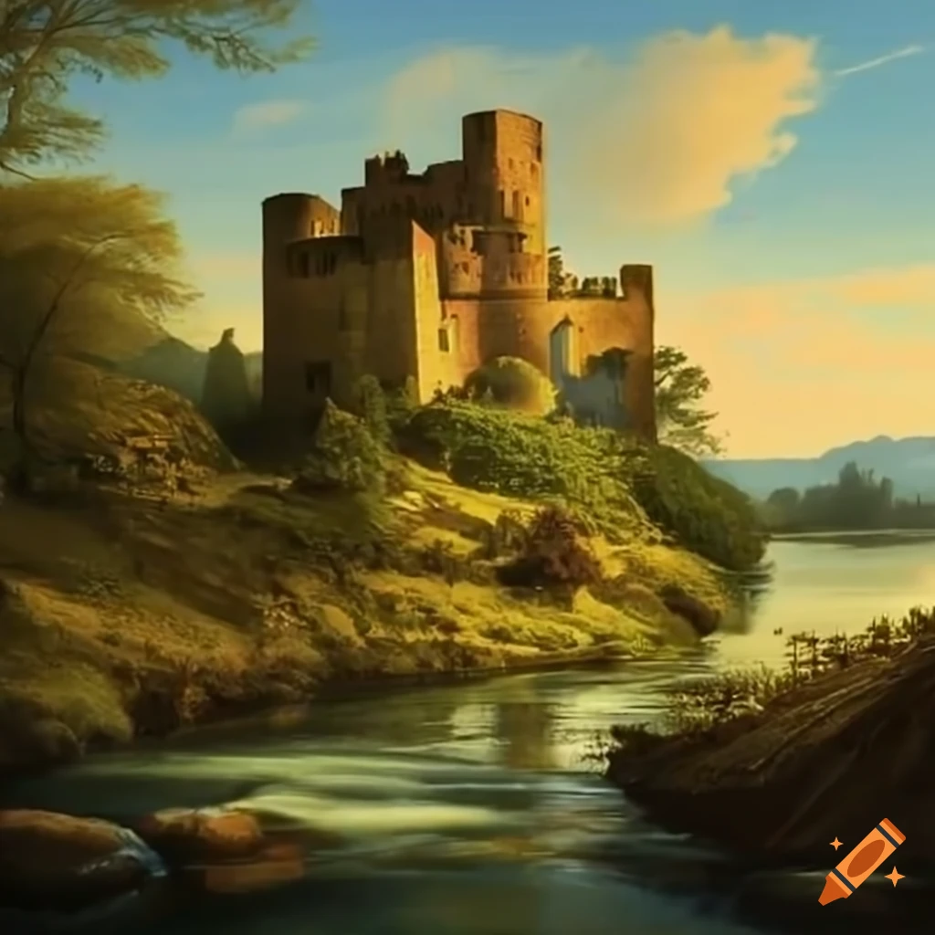 Small castle near a river in a village on Craiyon