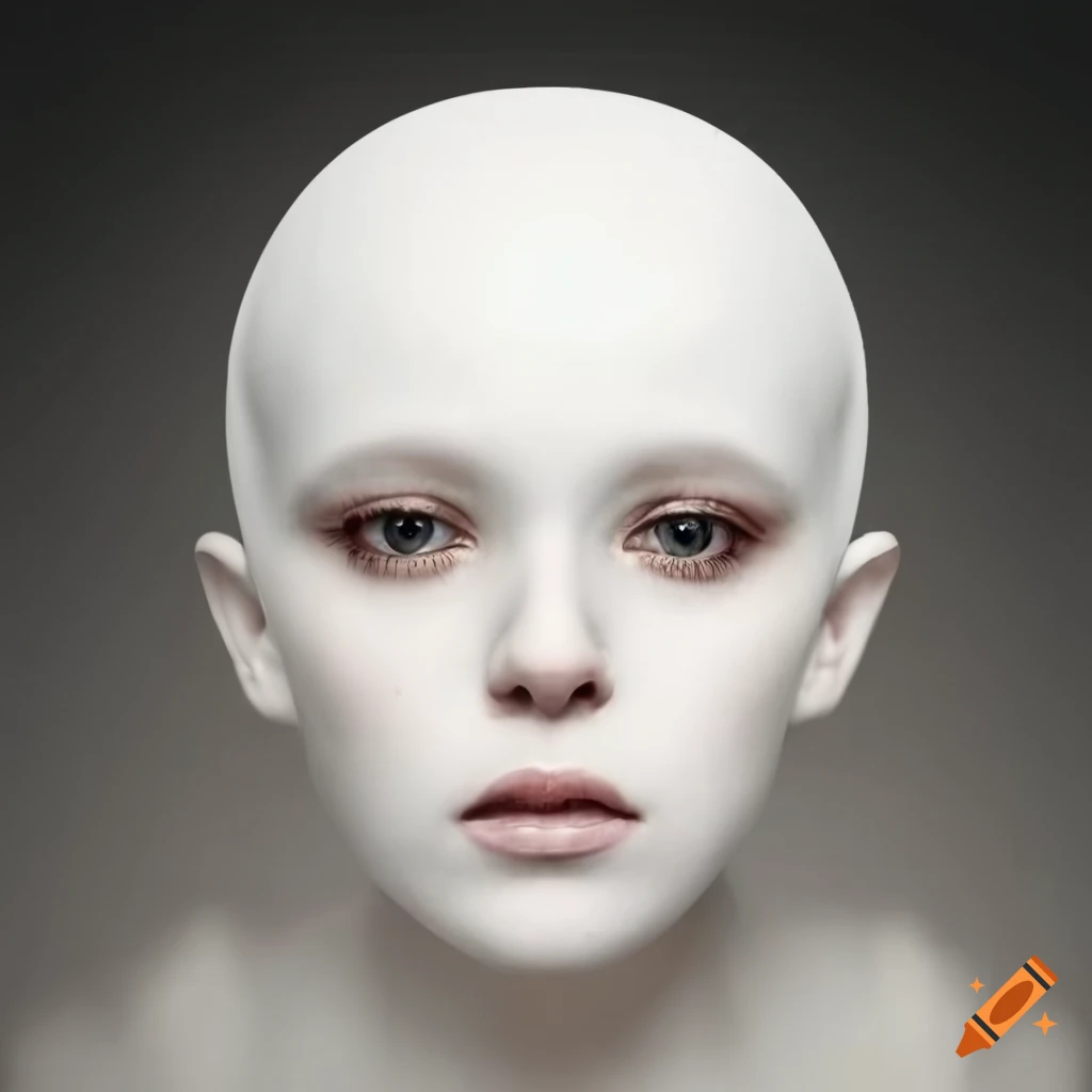 close-up of a pale face
