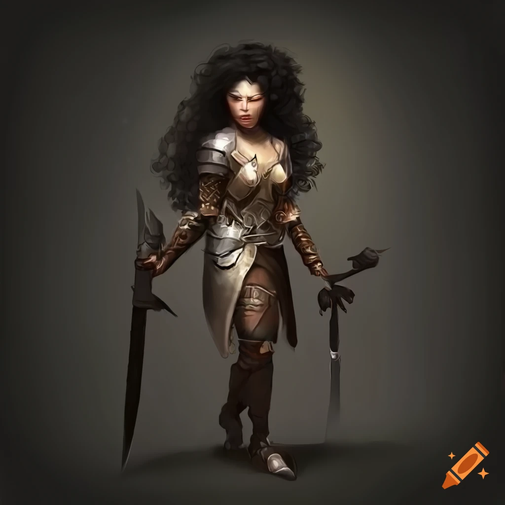 Illustration of a powerful warrior with black curly hair and a waraxe ...