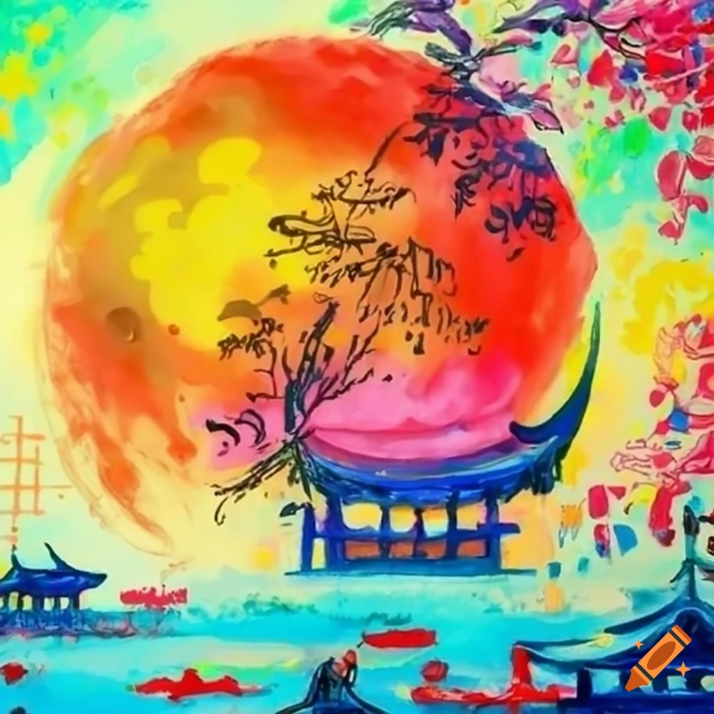 colorful Chinese painting for birthday party