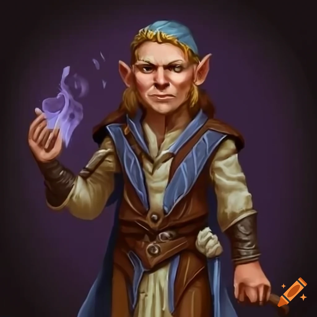 character design of a strict court mage gnome