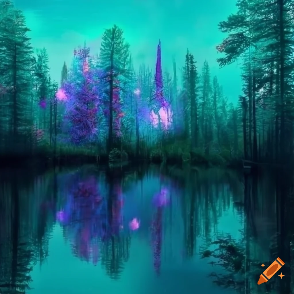 colorful magical forest landscape