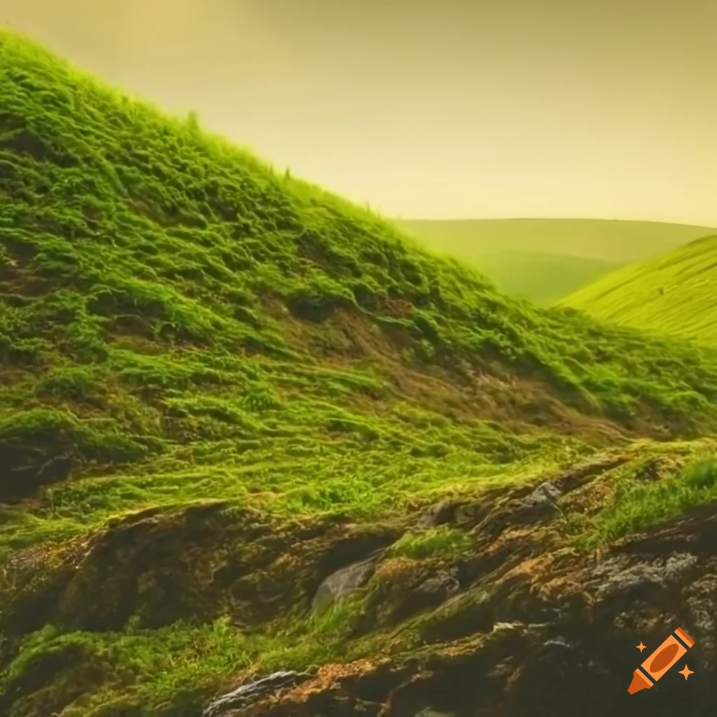 side-view of grassy hilly terrain