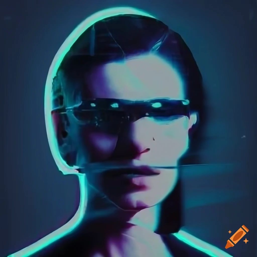glitchy hologram portrait of a stylish person from the 50's