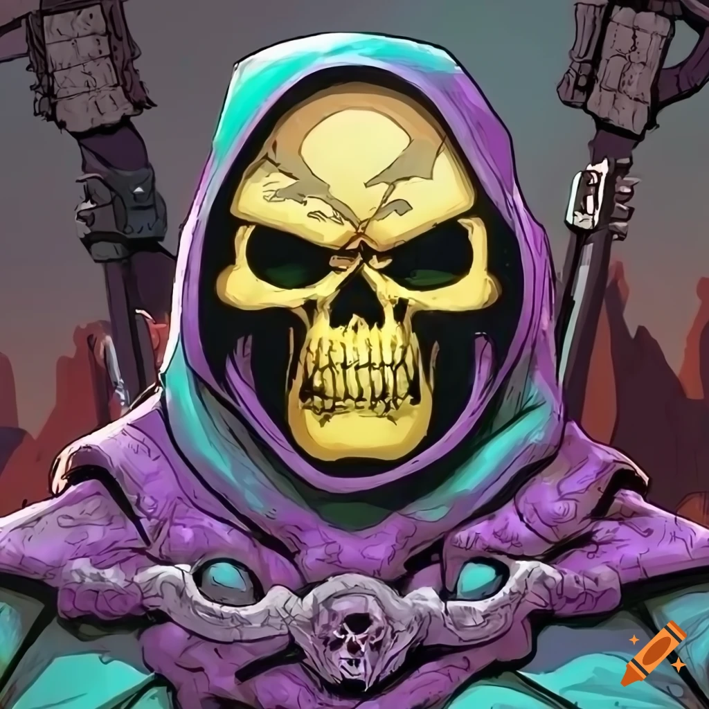 Hybrid Skeletor in Simon Bisley art style