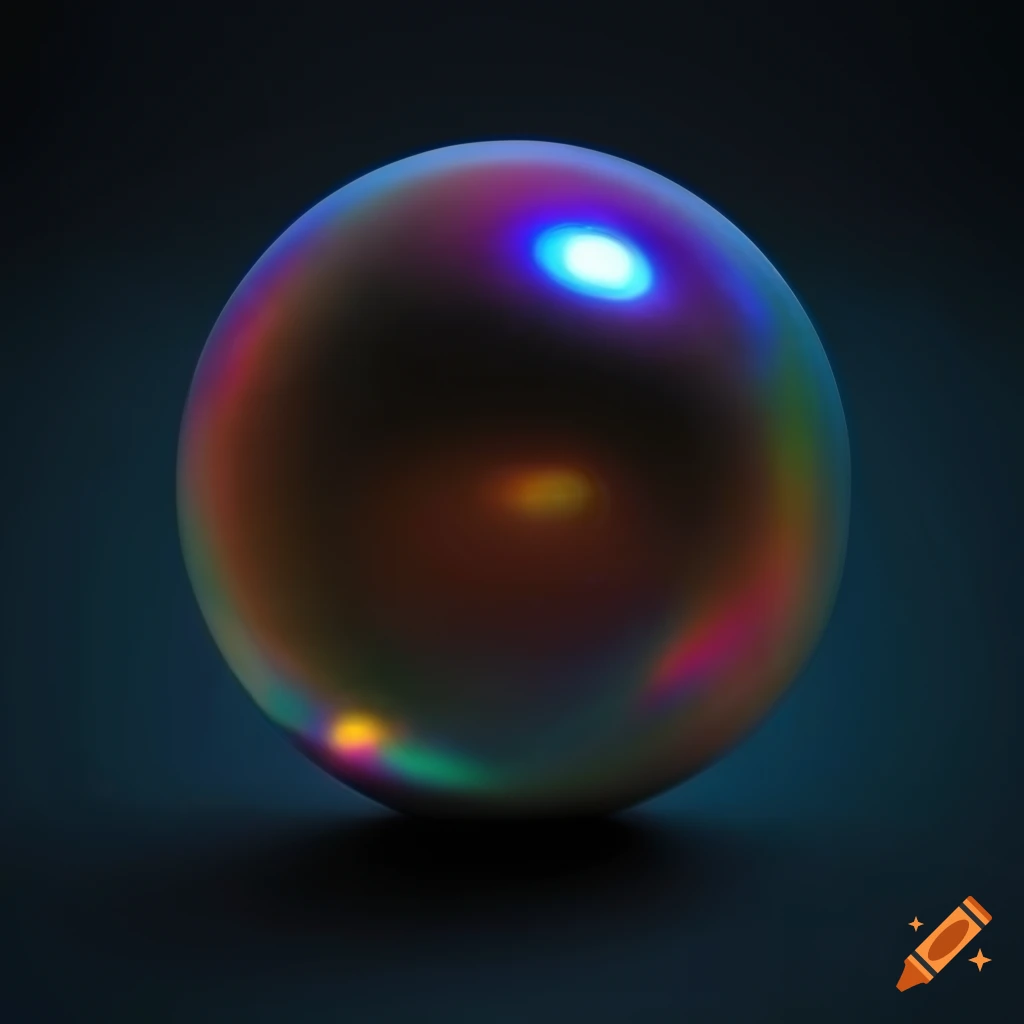 black iridescent ball on dark background
