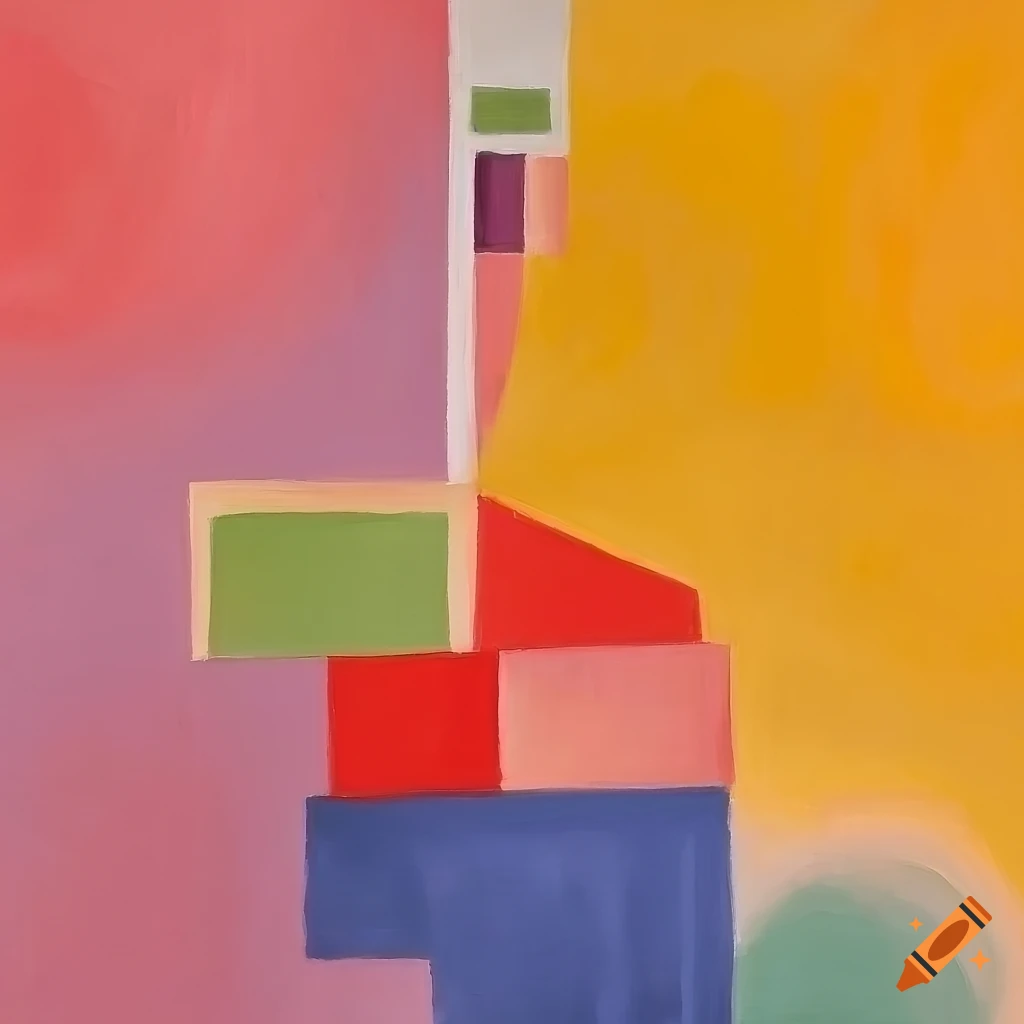 Suprematist painting with pastel colors and bio-organic shapes