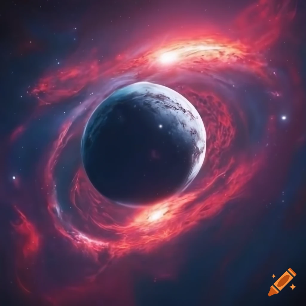 digital art of a Dyson sphere encompassing a red star